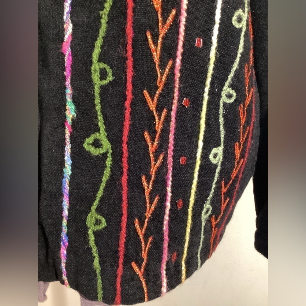 White Stag Black Embroidered 90s Shacket Cardigan Medium - Picture 8 of 12